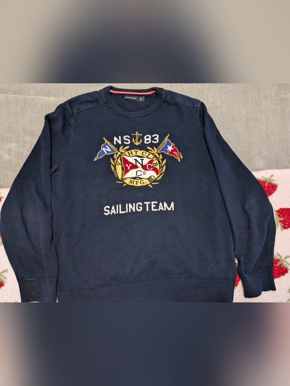 Nautica Navy Crewneck Sweatshirt with Sailing Team Emblem
